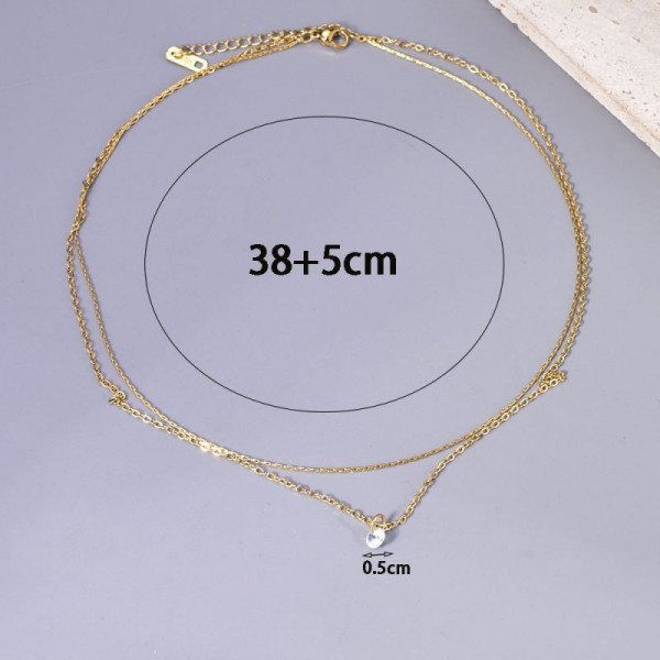 Двойная золотистая цепочка с жемчужиной CJL14419