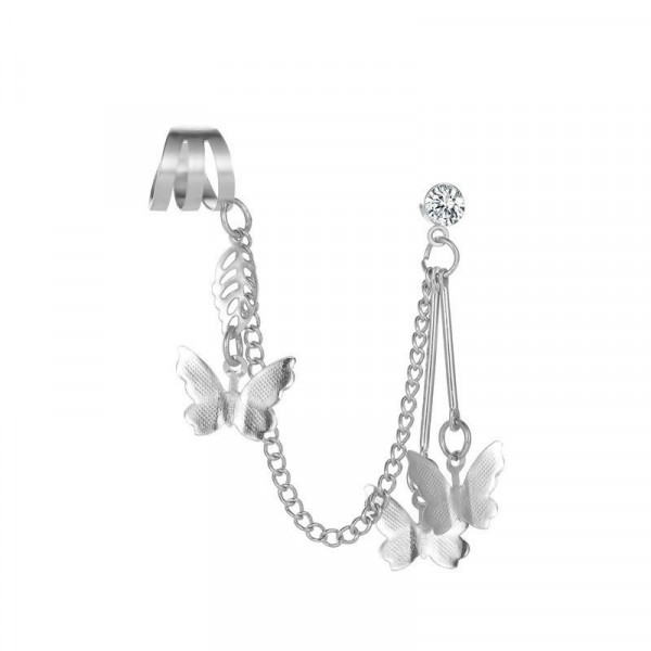 Серьга с каффом и подвесками-бабочками N71764