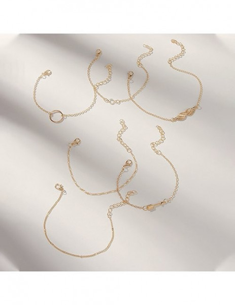 Комплект тонких браслетов с геометрическими вставками M16422