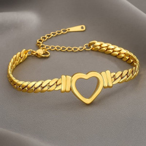 Браслет плоского плетения с центральным элементом в форме сердца 1J12137CJJ