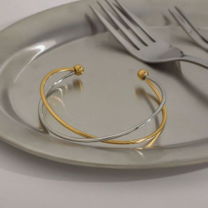 Браслет жесткий разомкнутый с наконечниками-сферами CJL41150