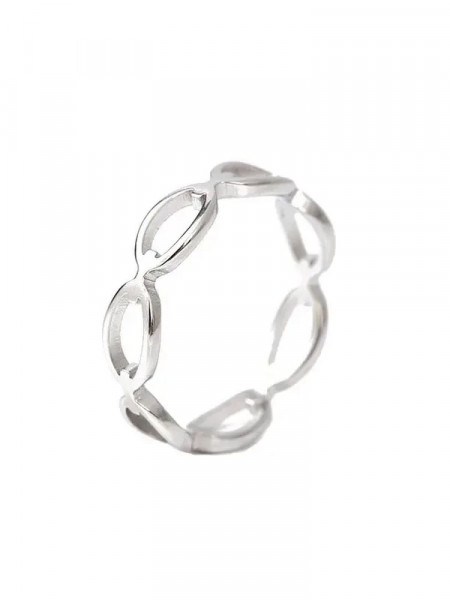 Серебристое кольцо в форме переплетенной бесконечной цепи J10172CJJ