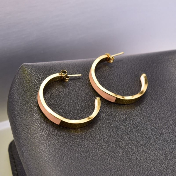 Серьги-полукольца с бежевой эмалью CJD01930