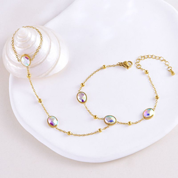 Слейв-браслет жемчужная роса на золотых цепях CJG06357