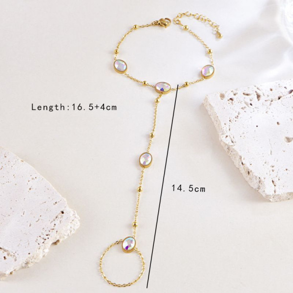 Слейв-браслет жемчужная роса на золотых цепях CJG06357