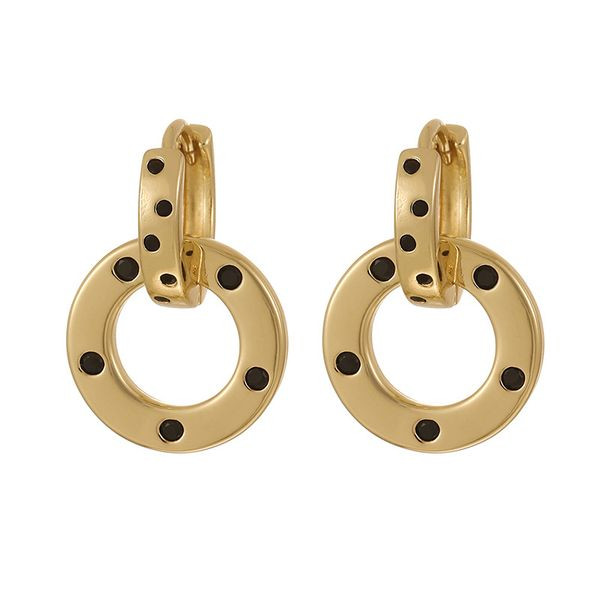 Серьги-кольца с черными кристаллами CJL53903