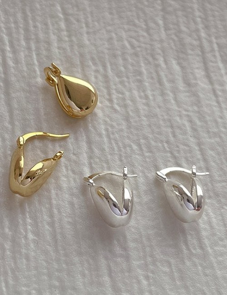 Массивные серьги-пусеты «Капли» глянцевые M09393