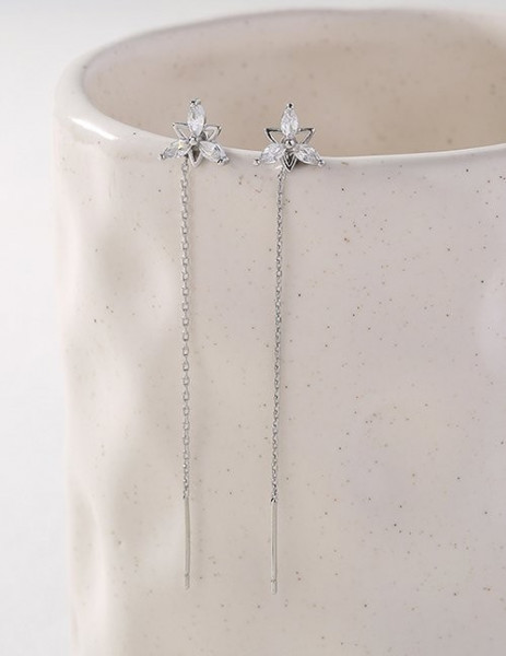 Серьги-протяжки «Цветы» с кристаллами M10583