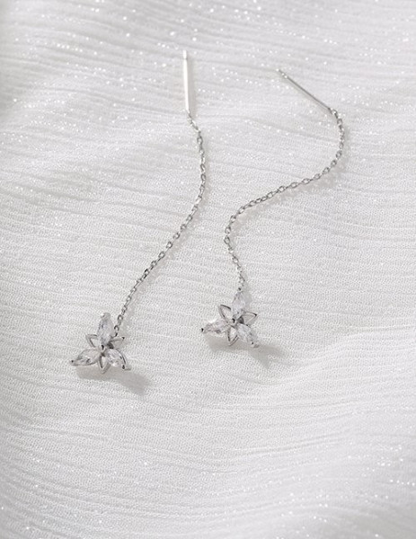 Серьги-протяжки «Цветы» с кристаллами M10583