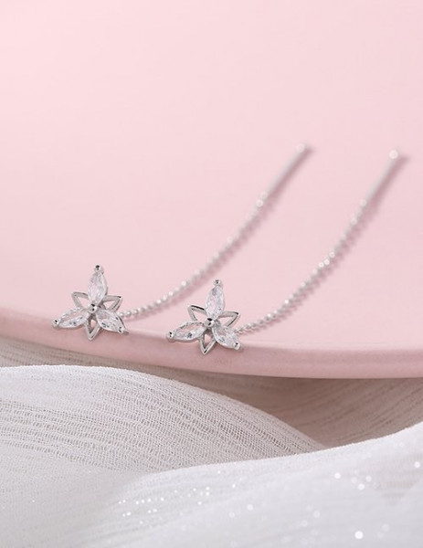 Серьги-протяжки «Цветы» с кристаллами M10583