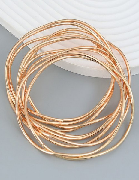 Набор жестких браслетов из тонких золотистых колец Z68106