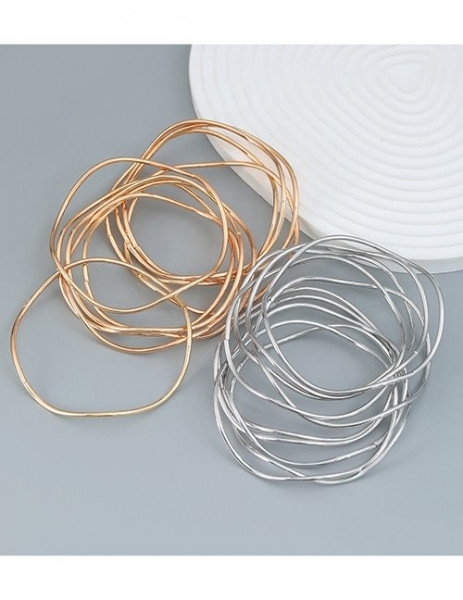 Набор жестких браслетов из тонких золотистых колец Z68106