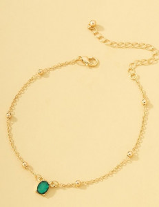 Браслет на ногу с зеленым кристаллом Z48729