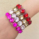 Браслет жесткий на шарнире с россыпью крупных кристаллов CJN32397