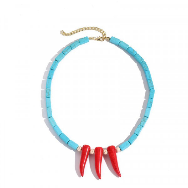 Чокер из мелкого бисера с подвесками в форме красных перцев и ракушек CJN31852