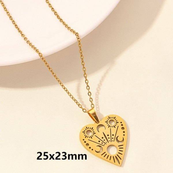 Золотистая Цепочка с кулоном-сердцем и гравировкой CJD85197