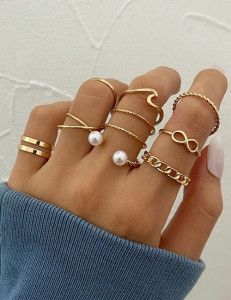 Набор колец с жемчугом и разомкнутой шинкой L12221