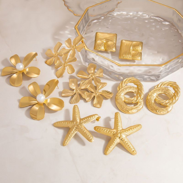 Серьги-кольца двойные с эффектом ковки CJL24173