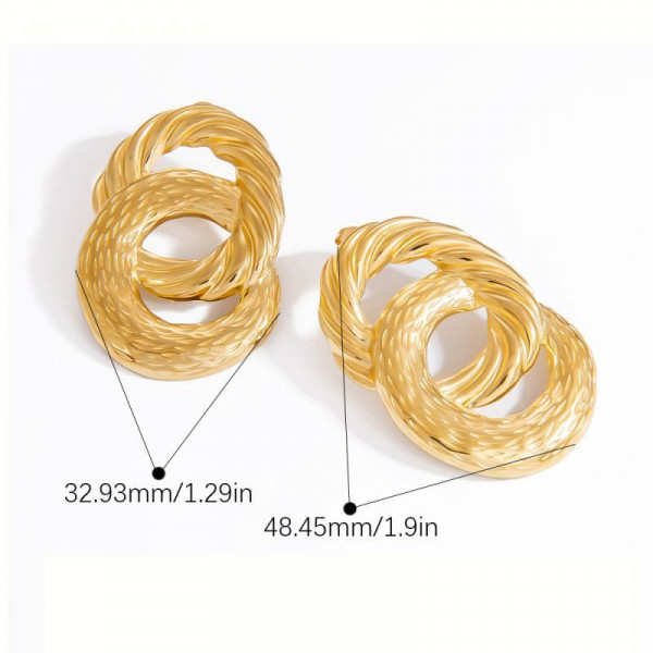 Серьги-кольца двойные с эффектом ковки CJL24173