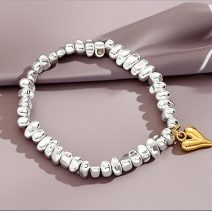 Браслет из граненых бусин с подвеской сердце 1J11885CJJ