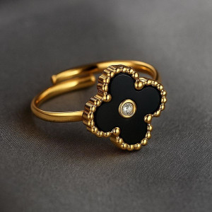 Кольцо медь напыление золотом клевер 1J12073CJJ