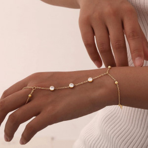 Браслет слейв жемчужная роса с аккуратными вставками CJJ53089