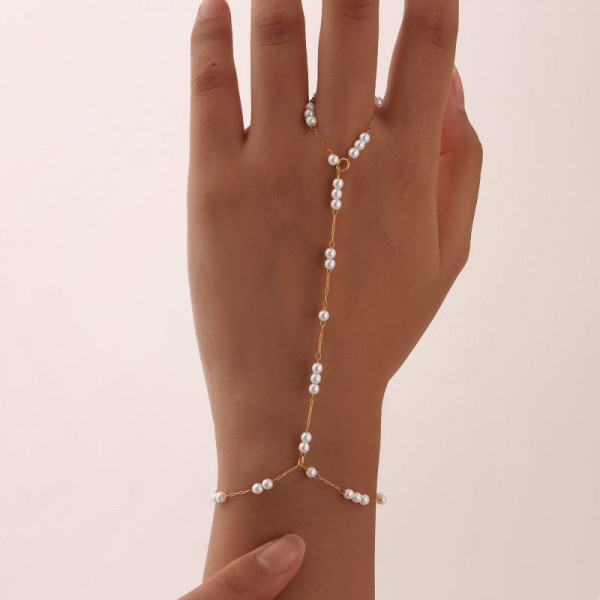 Браслет слейв жемчужная роса с аккуратными вставками CJJ53089