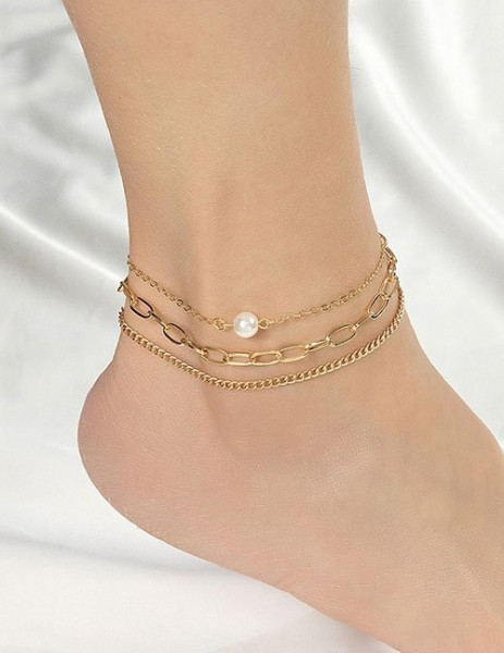 Набор браслетов на ногу с жемчугом Z31144