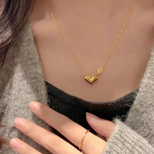 Цепочка медная с напылением золотом сердце 1J11809CJJ