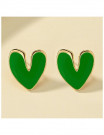 Яркие серьги-пусеты зеленые сердца Z07898