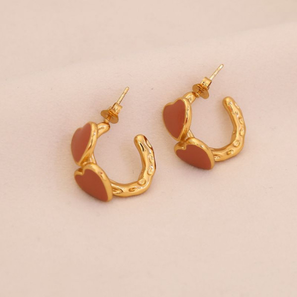 Серьги-кольца с алыми сердцами CJN35787