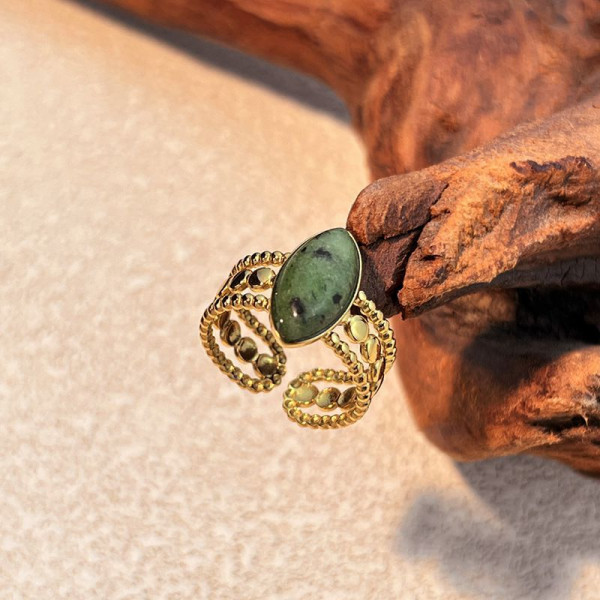 Кольцо с овальным камнем в этническом стиле CJN76649