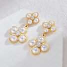 Серьги Висячие Клевер четырехлистник с жемчугом CJL35110