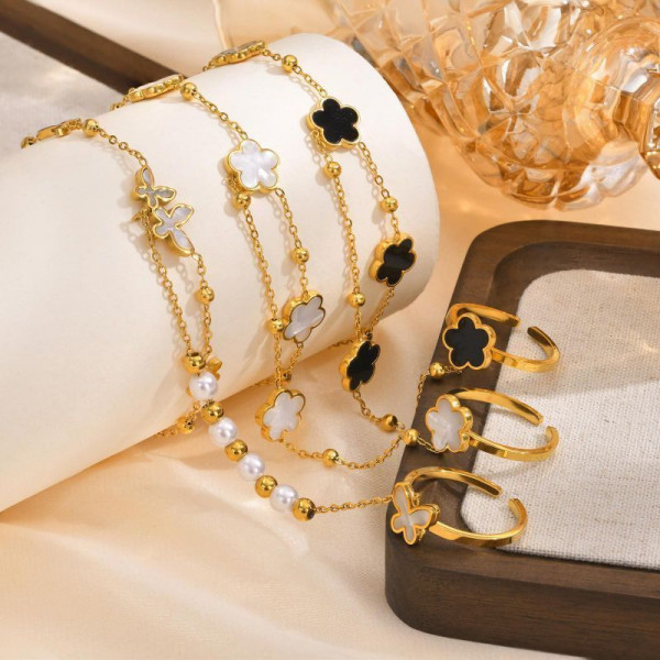 Браслет слейв темный клевер на удачу CJJ91925