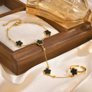 Браслет слейв темный клевер на удачу CJJ91925