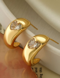 Объемные серьги-пусеты «Сердце» золото M11767