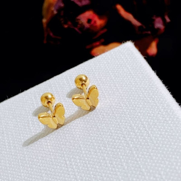 Золотистые серьги-пусеты Бабочки CJC98398