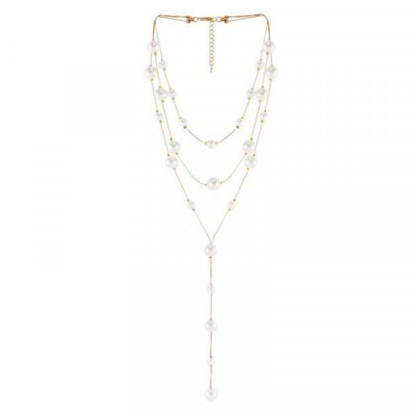 Длинный жемчужный сотуар с каскадом бусин CJH22081