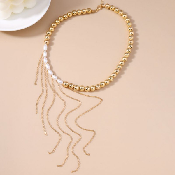 Комбинированное колье из жемчуга и крупных звеньев 1J12215CJJ