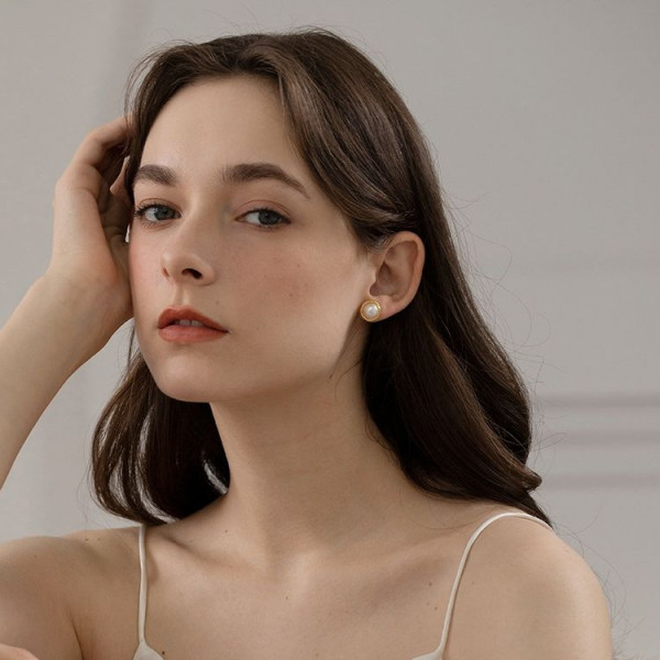 Серьги-гвоздики круглые с жемчужиной J10694CJJ