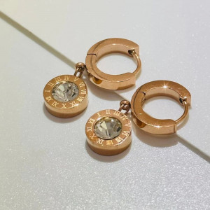 Серьги конго из стали фианит с напылением золотом J11512CJJ