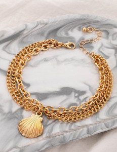 Браслет на ногу трехрядный с ракушкой G70249