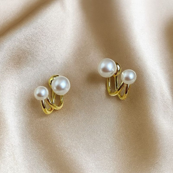 Серьги медь напыление золотом жемчуг 1J12380CJJ