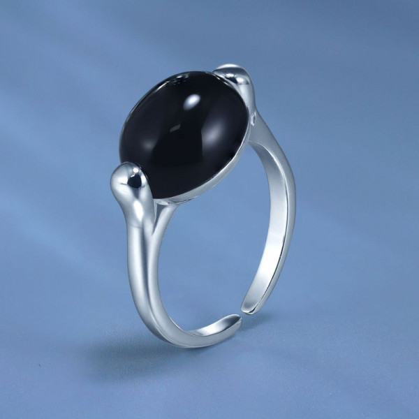 Кольцо открытое медь с напылением платины агат 1J11927CJJ