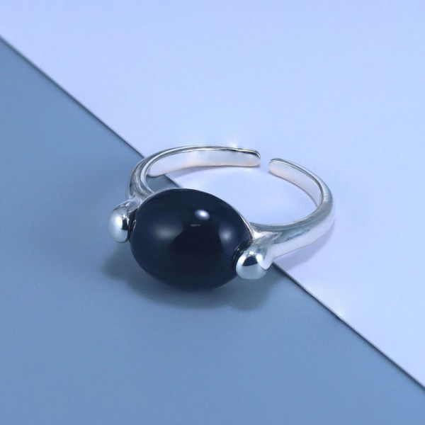 Кольцо открытое медь с напылением платины агат 1J11927CJJ