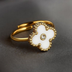 Кольцо с белым перламутровым клевером 1J12075CJJ