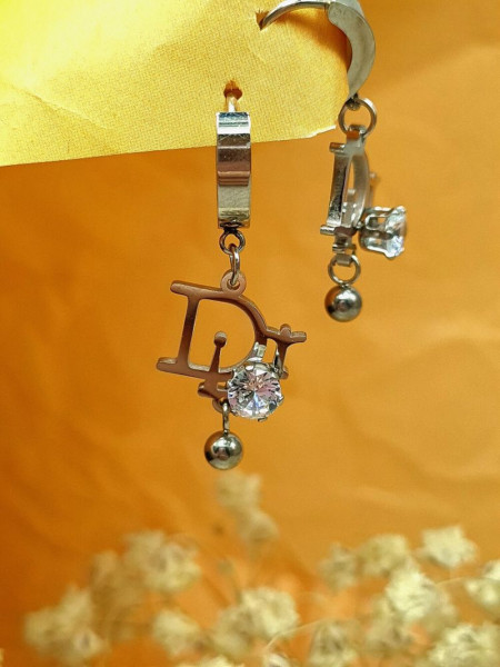 Стальные серьги-конго с кулоном фианит J10243CJJ