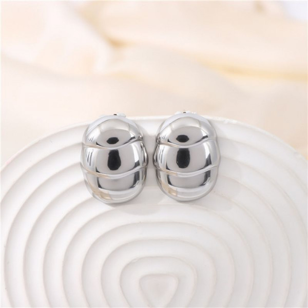 Серебристые серьги-пусеты Овалы CJH27328