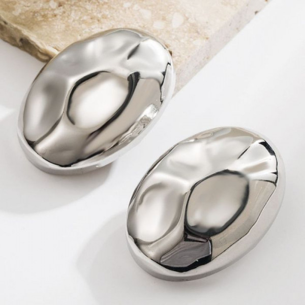 Глянцевые серьги-пусеты объемные овалы CJM32095