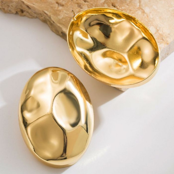 Глянцевые серьги-пусеты объемные овалы CJM32095